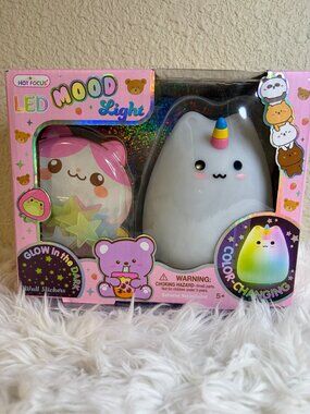 Hot Focus LED Mood Light Color Changing Unicorn Cat Night Light Wall Stickers NW